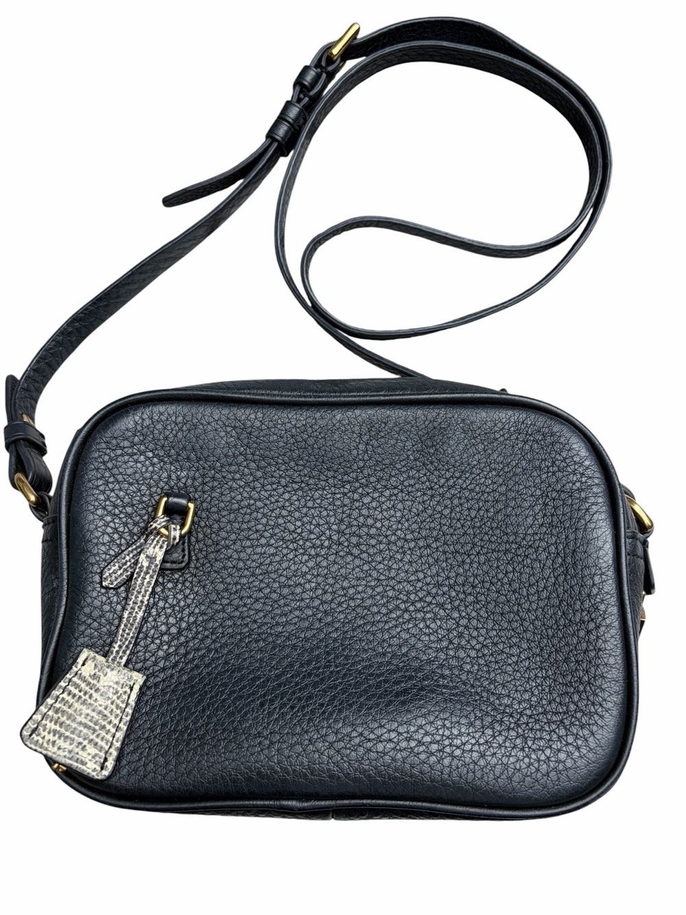 J. Crew Signet Black Leather Crossbody Shoulder Bag